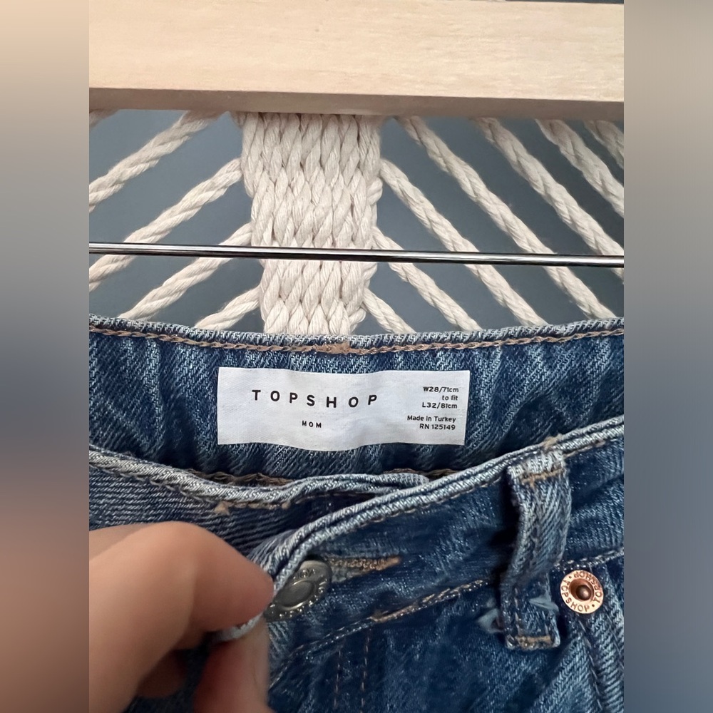 Topshop Indigo Washed Mom Jeans